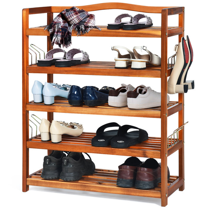Bay Isle Home 18 Pairs Red/Brown Solid Wood Shoe Rack & Reviews Wayfair